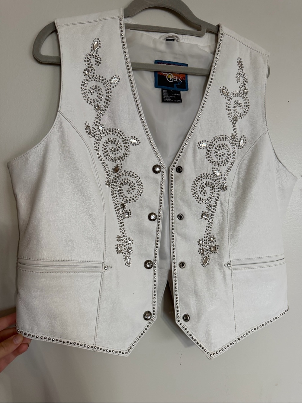 White Studded Leather Vest by CeeK